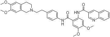 N-[2-[[4-[2-(6,7-二甲氧基-3,4-二氫-1H-異喹啉-2-基)乙基]苯基]氨基甲?；鵠-4,5-二甲氧基苯基]喹啉-3-甲酰胺結(jié)構(gòu)式_206873-63-4結(jié)構(gòu)式